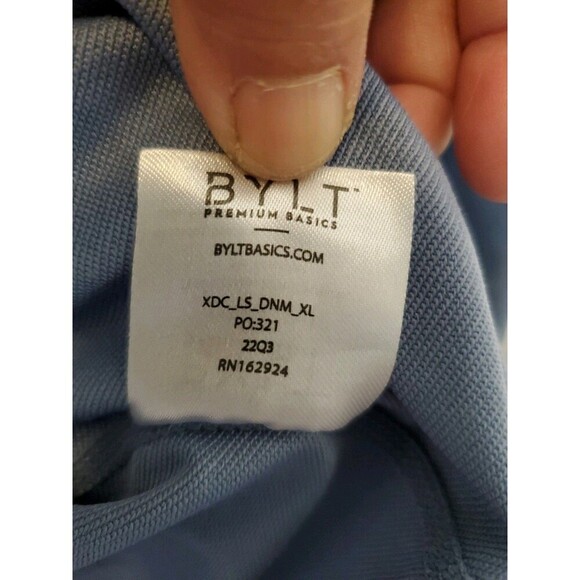 BYLT Premium Basics Lux T-Shirt Sz XL Drop Cut Long Sleeve Stretch Active Gray - Picture 12 of 16